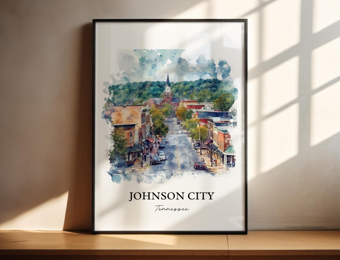 Johnson City Tn Wall Art Winged Deer Park Print Tennessee Artwork Gift Travel Poster Housewarming