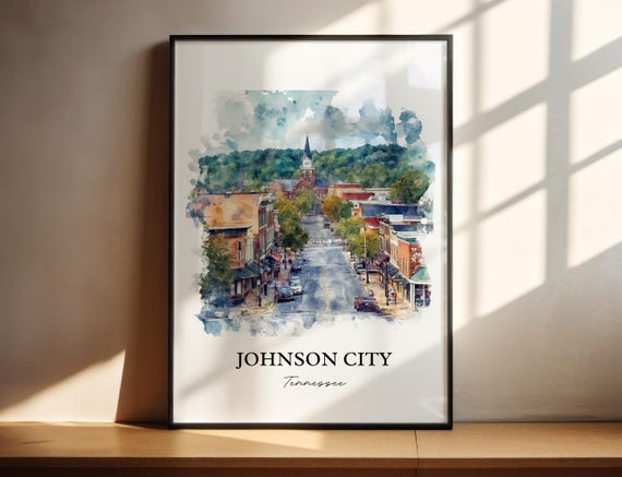 Johnson City Tn Wall Art Winged Deer Park Print Tennessee Artwork Gift Travel Poster Housewarming