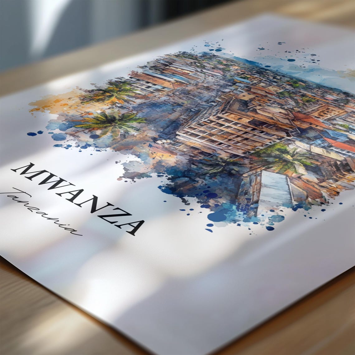 Mwanza Wall Art Tanzania Print Watercolor Gift Travel Poster Housewarming - Image 7