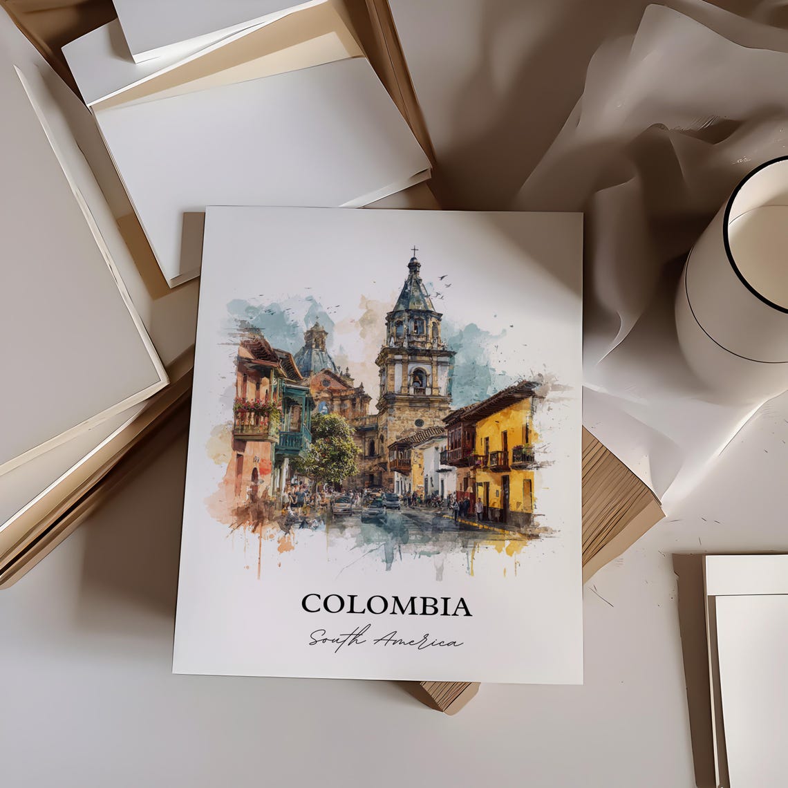Colombia Wall Art Print Watercolor Country Gift Travel Poster Housewarming - Image 3