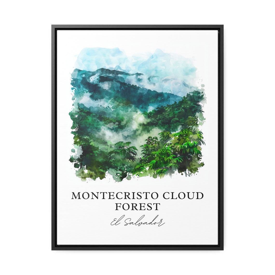 Montecristo Cloud Forest El Salvador Misty Watercolor Landscape Poster - Image 3