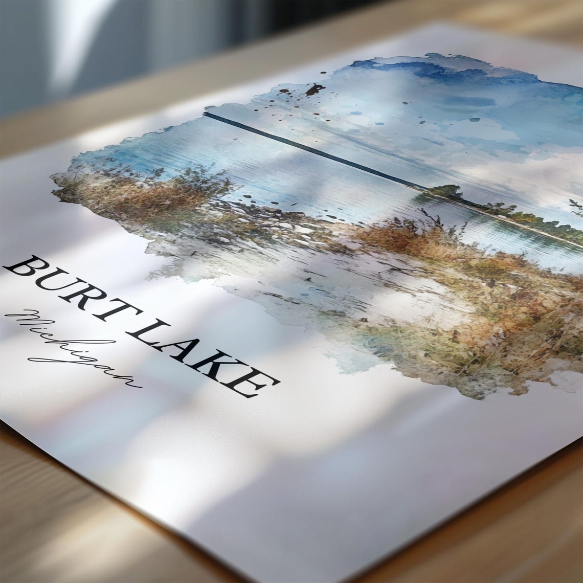 Burt Lake Michigan Peaceful Grassy Shore Path Calm Water Poster - Image 6