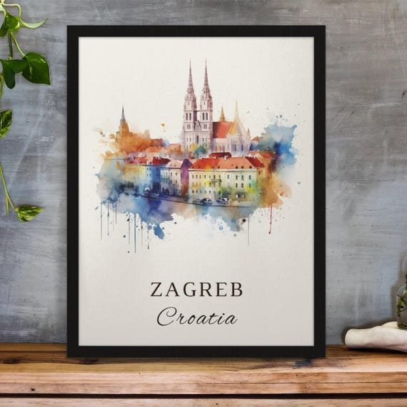 Zagreb Croatia Travel Poster, Custom Text Personal
