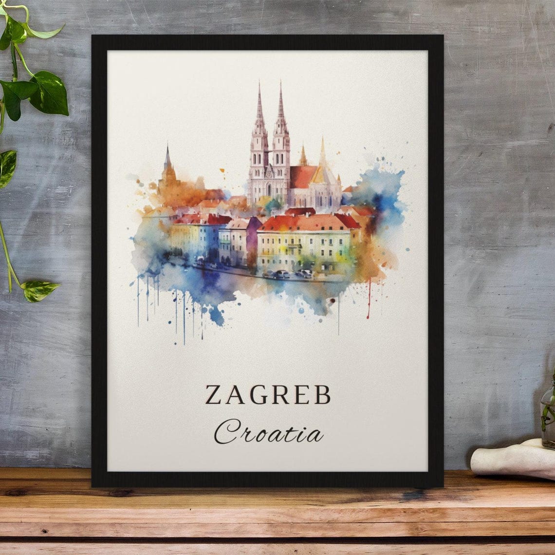 Zagreb Croatia Travel Poster, Custom Text Personal