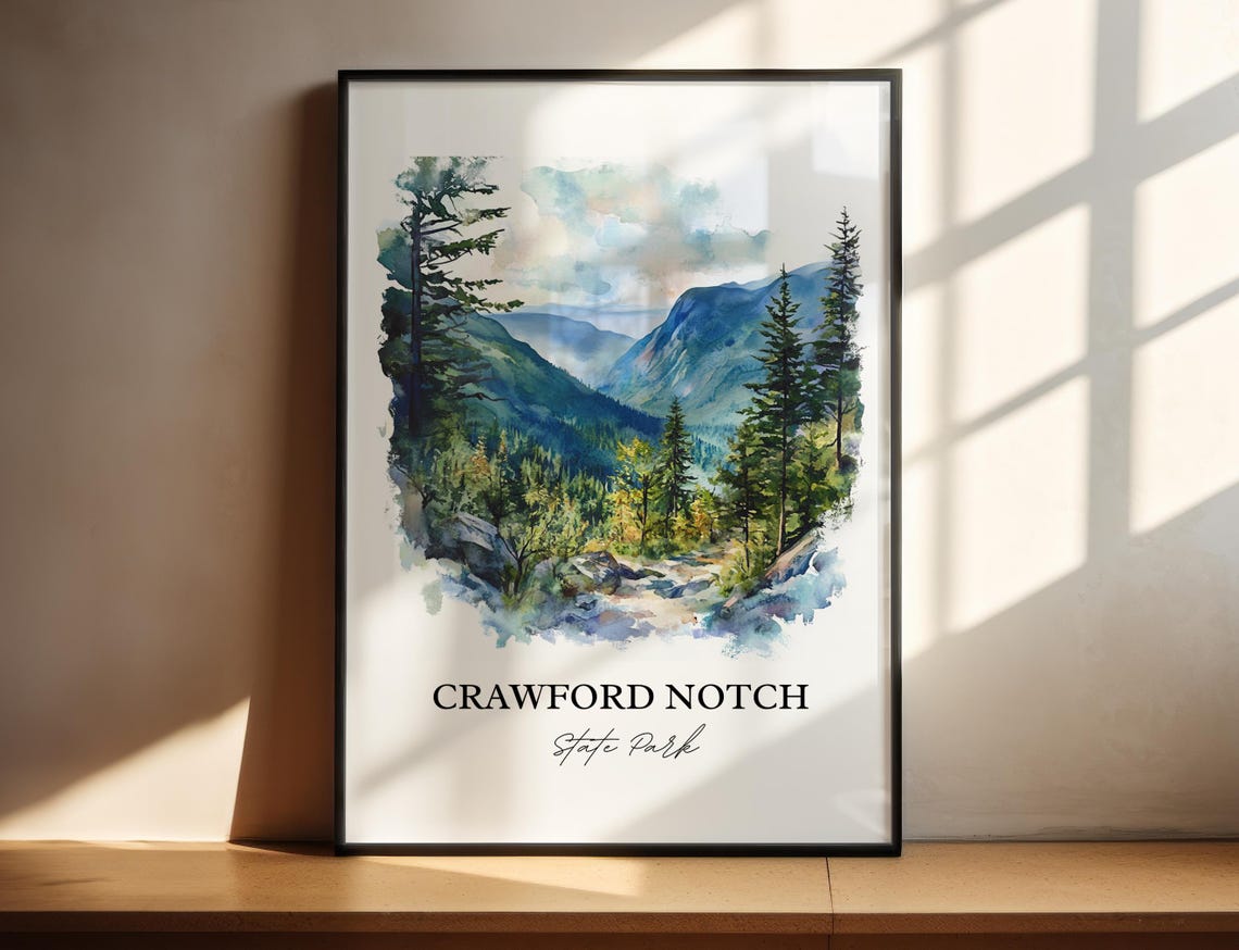 Crawford Notch State Park Mountain Valley Streams Watercolor Poster
