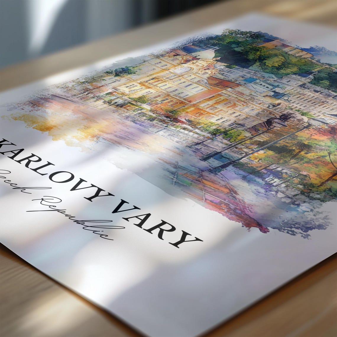 Karlovy Vary Czech Republic Watercolor Spa Town Scene Travel Poster - Image 6