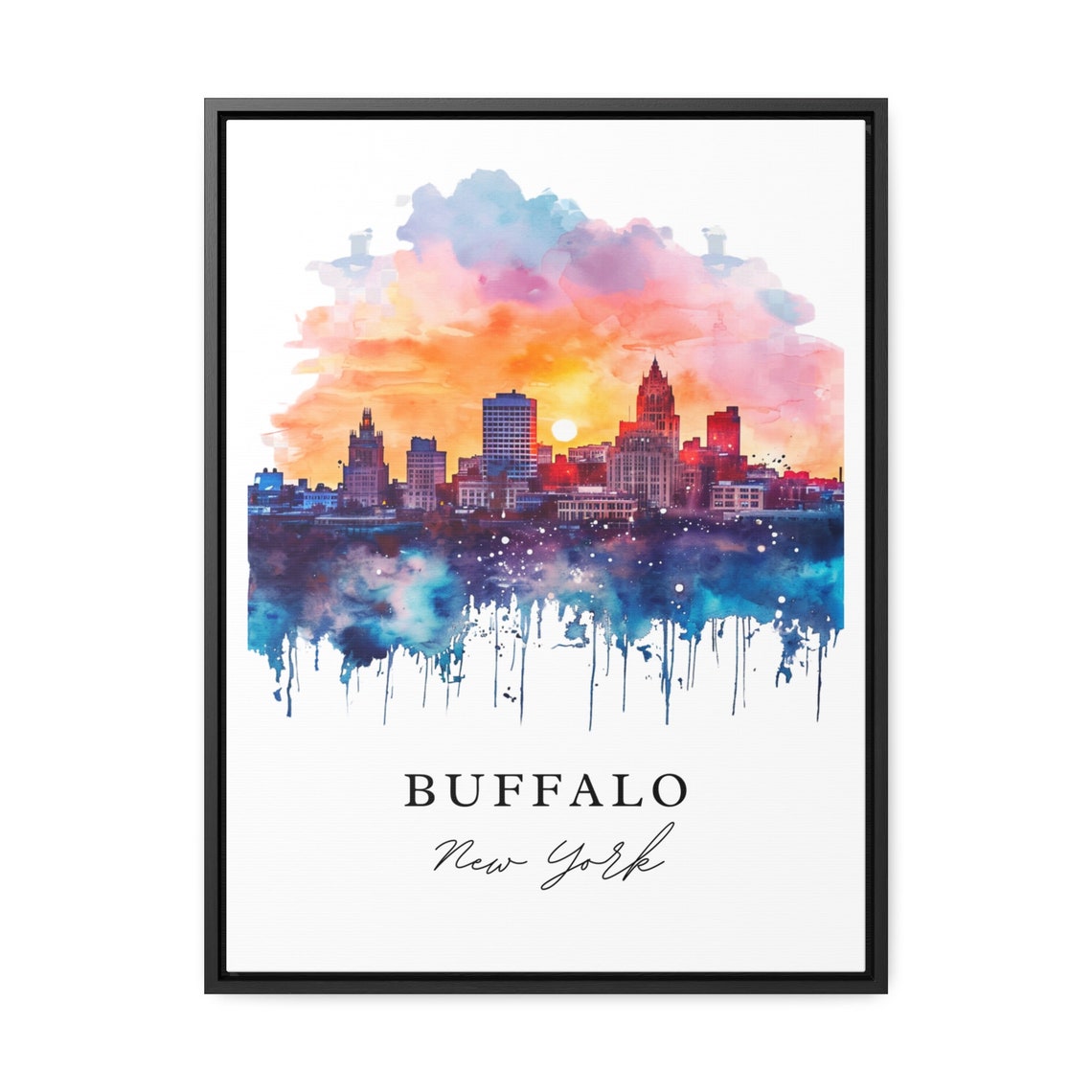 Buffalo NY Custom Text Cityscape Art Print - Image 3