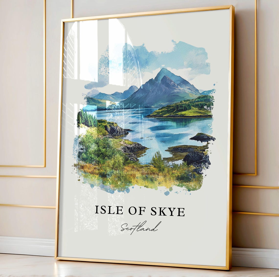 Isle of Skye Mountain Loch Watercolor Scotland Travel Poster - Image 3