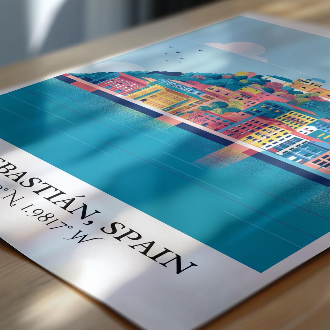San Sebastian Spain Bay Hilltop Castle Waterfront Travel Poster - Image 7