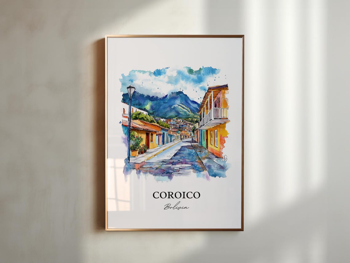 Coroico Bolivia Charming Street Mountain Town Watercolor Poster - Image 5