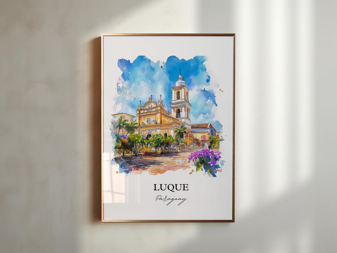 Luque Paraguay Wall Art Asuncin Print Watercolor Gift Travel Poster Housewarming - Image 2