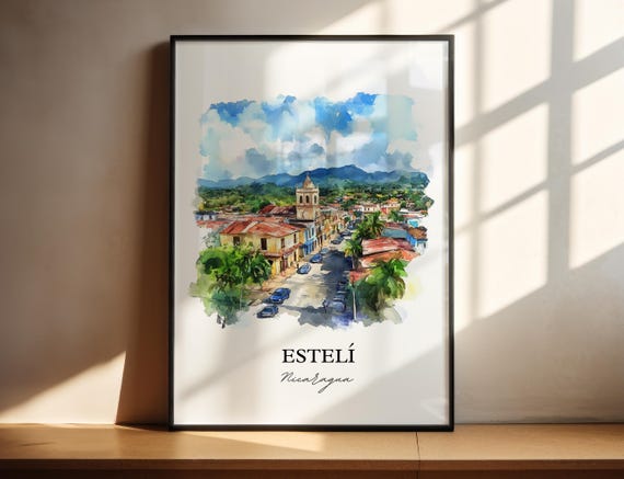 Estel Wall Art Nicaragua Print Watercolor Gift Travel Poster Housewarming