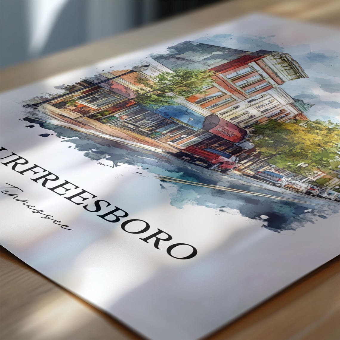 Murfreesboro Tennessee Watercolor Historic Main Street Poster - Image 6