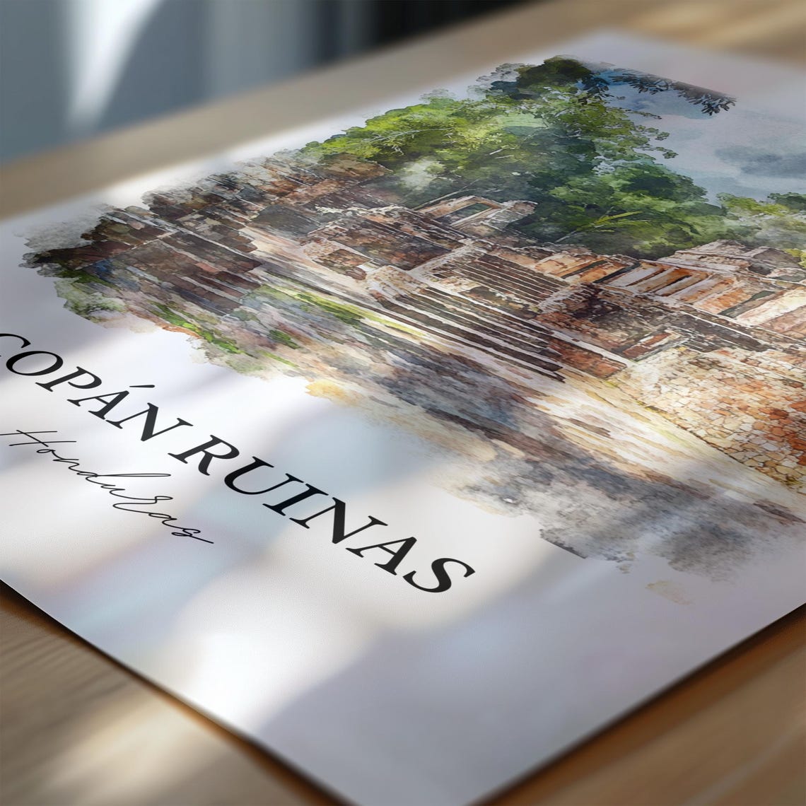 Copan Ruinas Honduras Maya Ruins Jungle Watercolor Travel Poster - Image 6