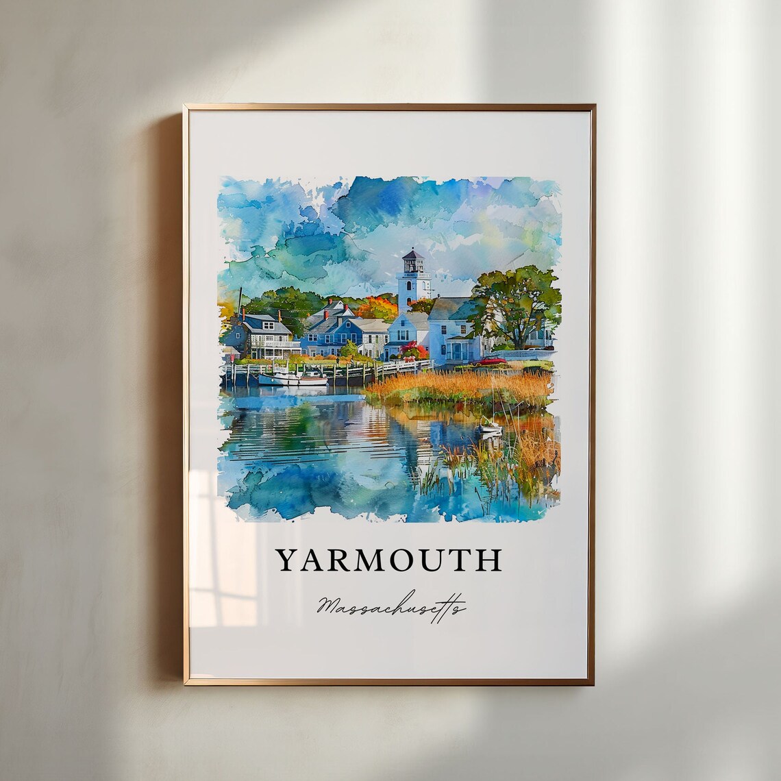 Yarmouth, MA Watercolor Travel Poster, Cape Cod