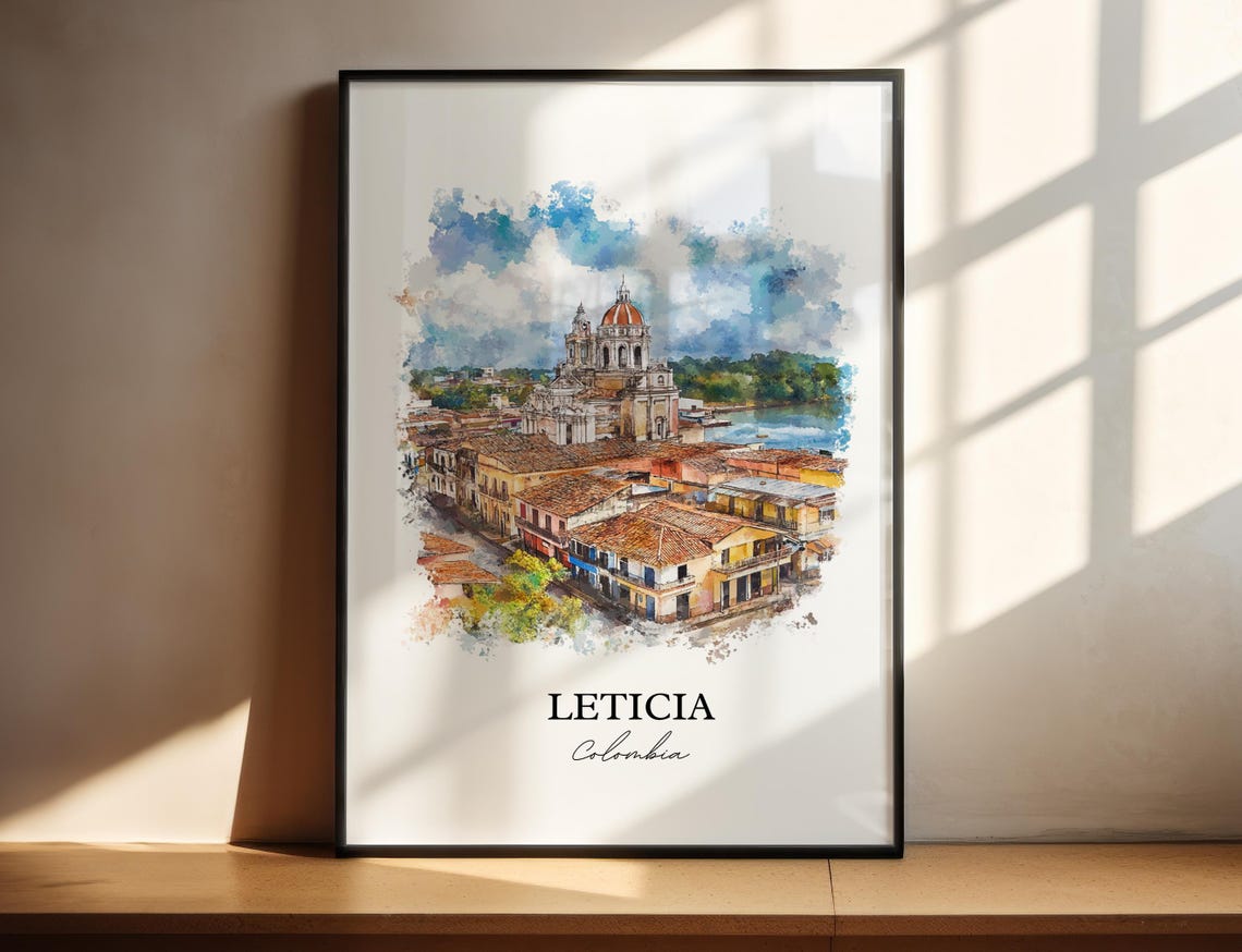 Leticia Colombia Wall Art Amazon River Print Watercolor Gift Travel Poster Housewarming