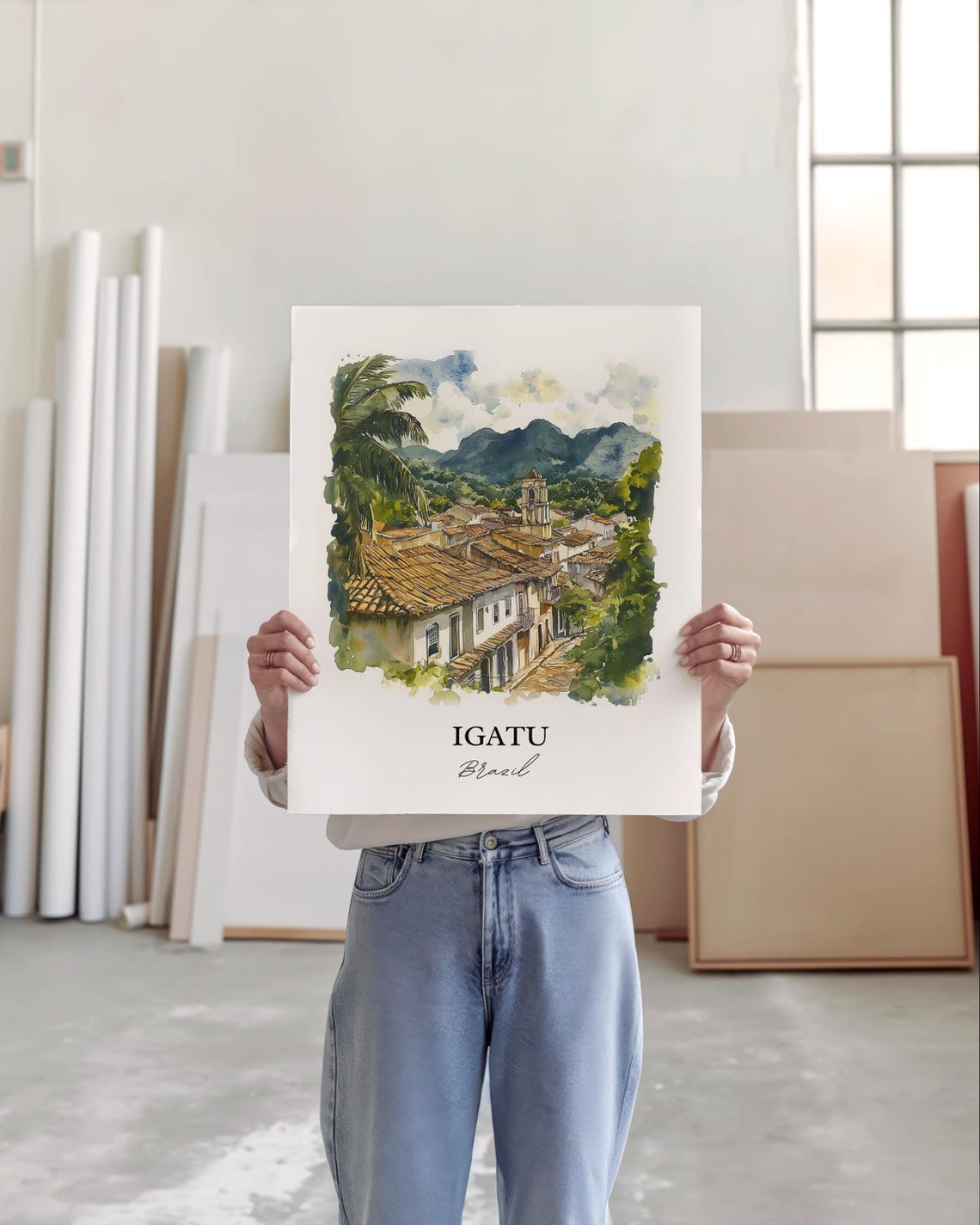Igatu Brazil Wall Art Ruins Print Watercolor Gift Travel Poster Housewarming - Image 3