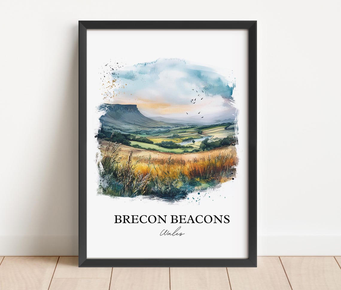 Brecon Beacons Wales Moorland Hill Watercolor Landscape Poster - Image 5
