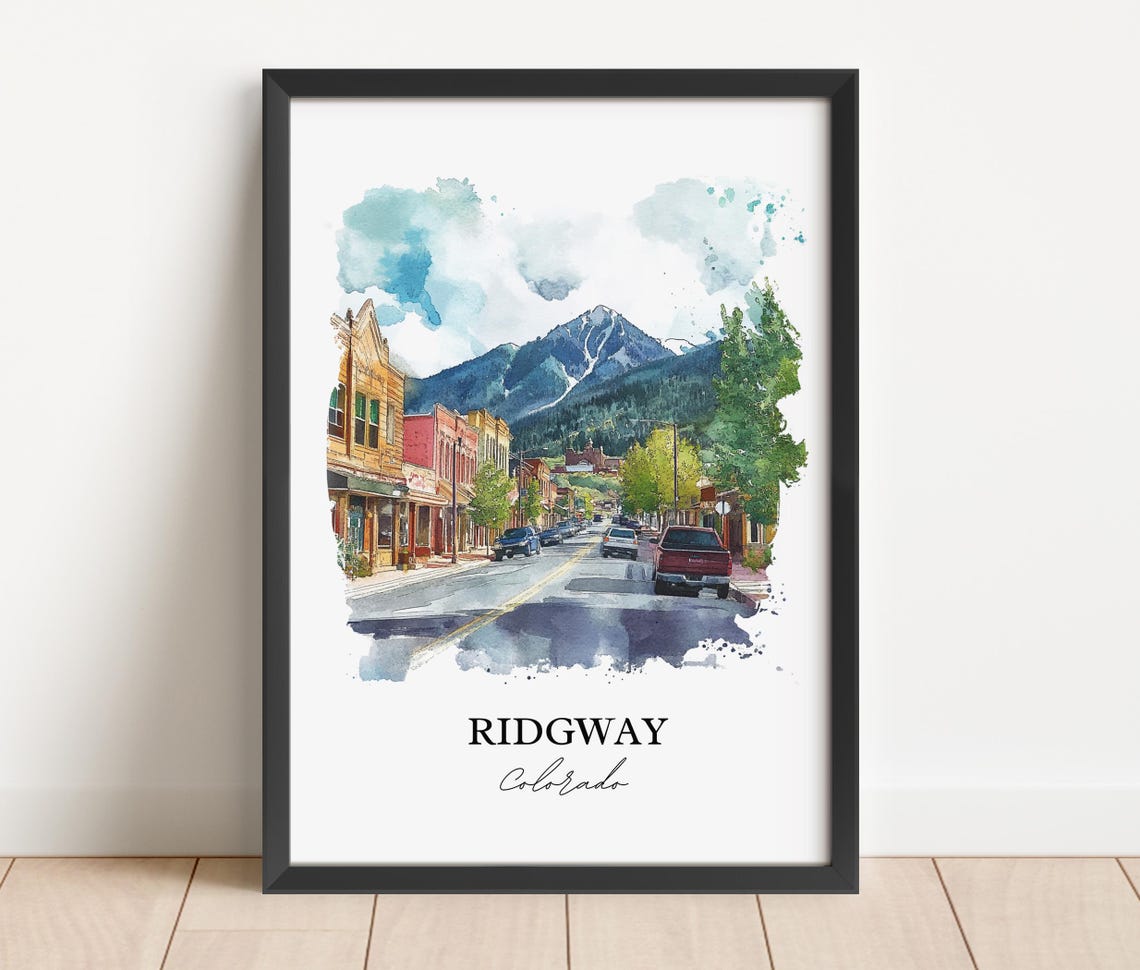 Ridgway Colorado Mountain Main Street Watercolor Travel Gift Poster - Image 3