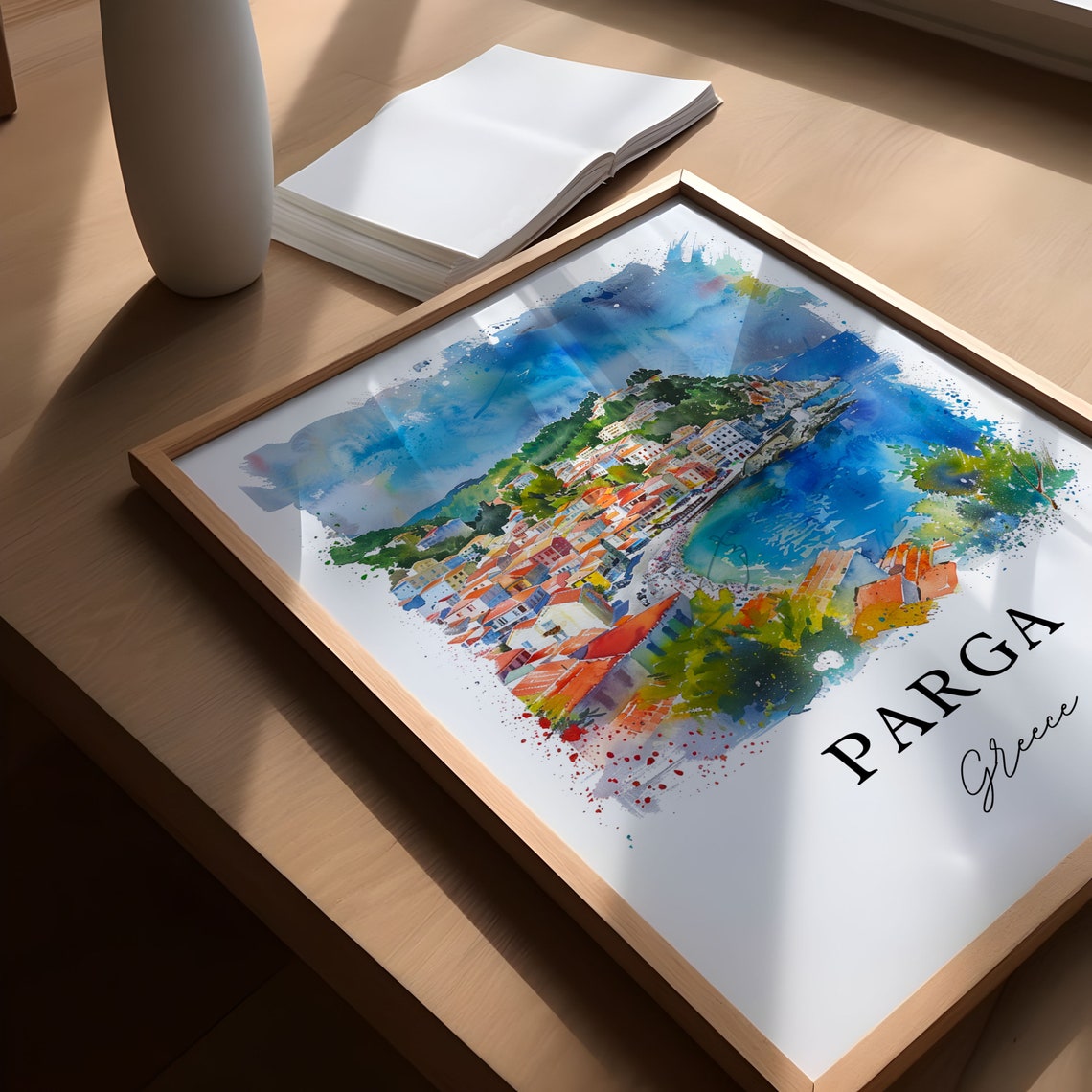 Parga Greece Watercolor Travel Poster, Epirus - Image 5