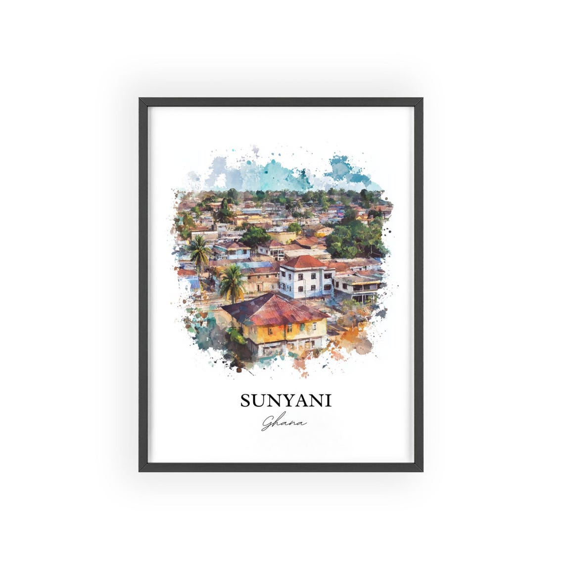 Sunyani Ghana Watercolor Cityscape Travel Souvenir Art Poster - Image 2