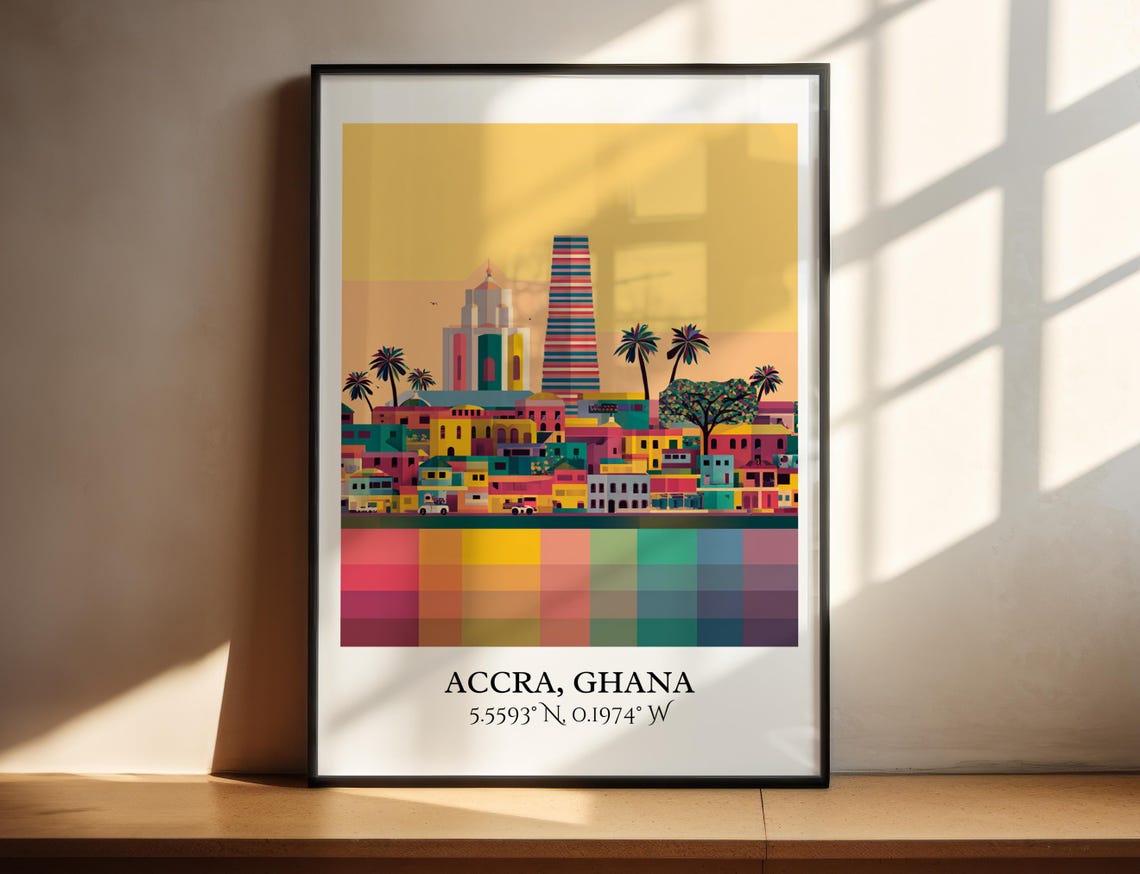 Accra Ghana Art Retro Travel Home Decor Gift Prints Housewarming - Image 2