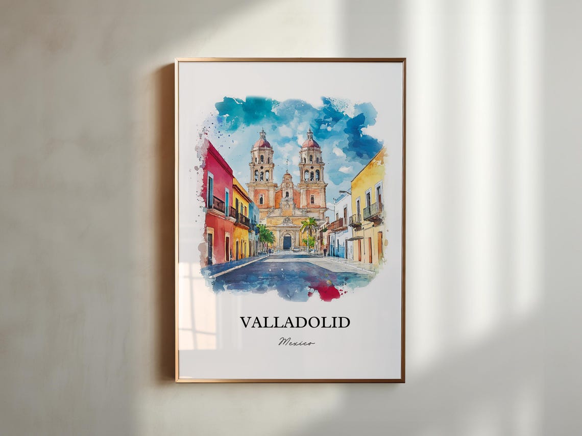 Valladolid Wall Art Yucatn Peninsula Prints Mexico Watercolor Gift Travel Print Poster Housewarming - Image 4