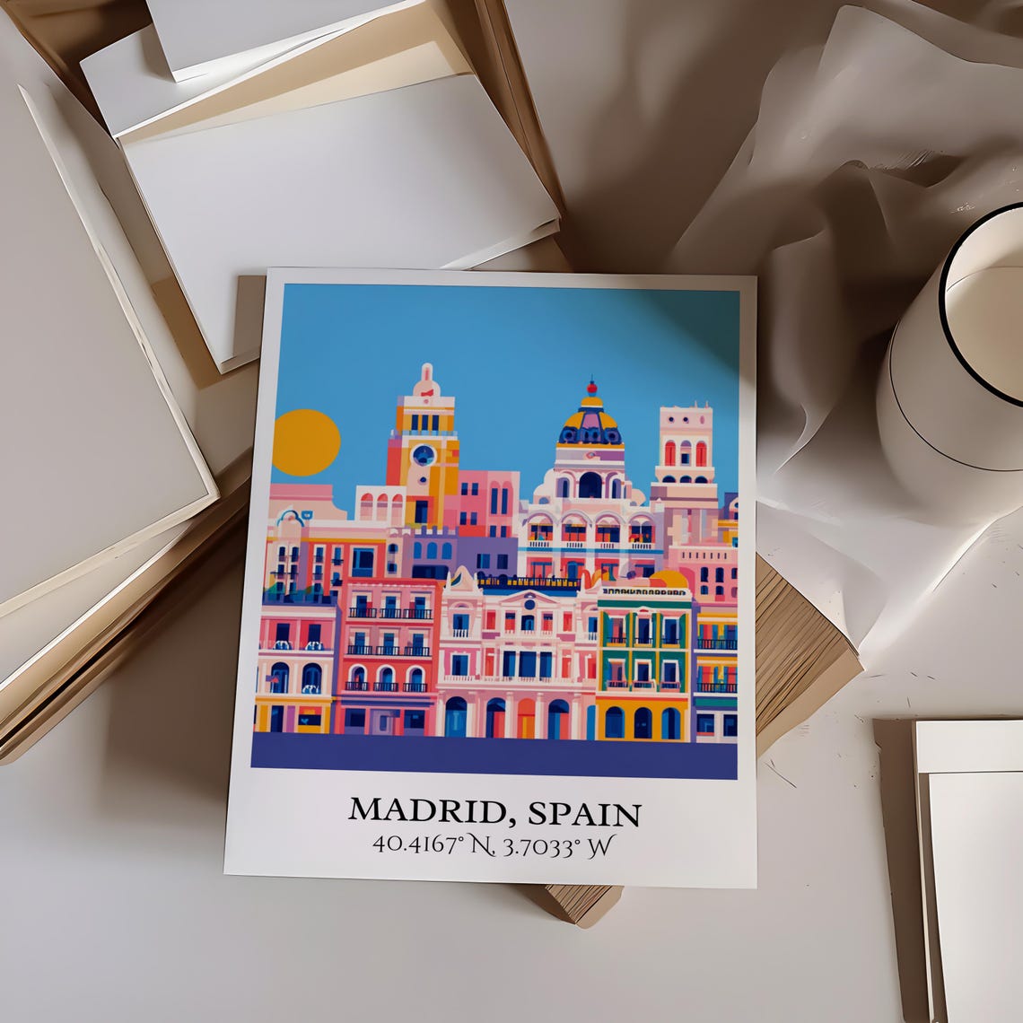 Madrid Spain Retro Gran Via Facades Sun Vintage Travel Decor Poster - Image 2