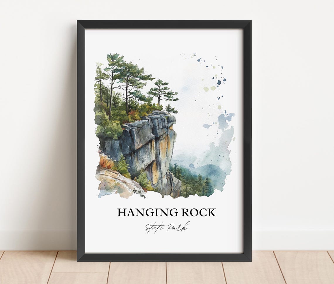 Hanging Rock State Park Watercolor Cliff Overlook Pines Poster - Image 4