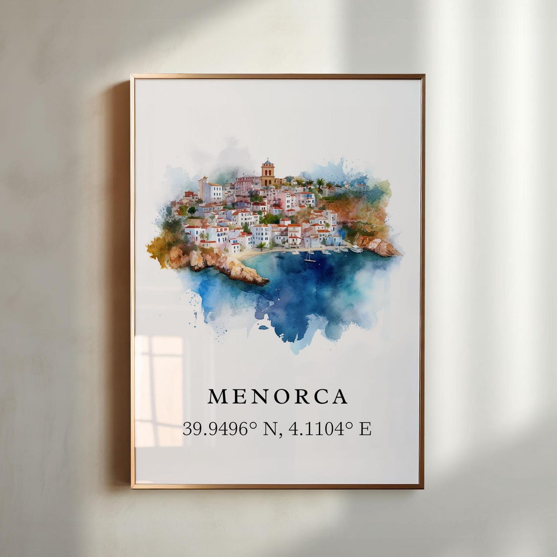 Menorca Spain Balearic Island Coast Watercolor Travel Poster