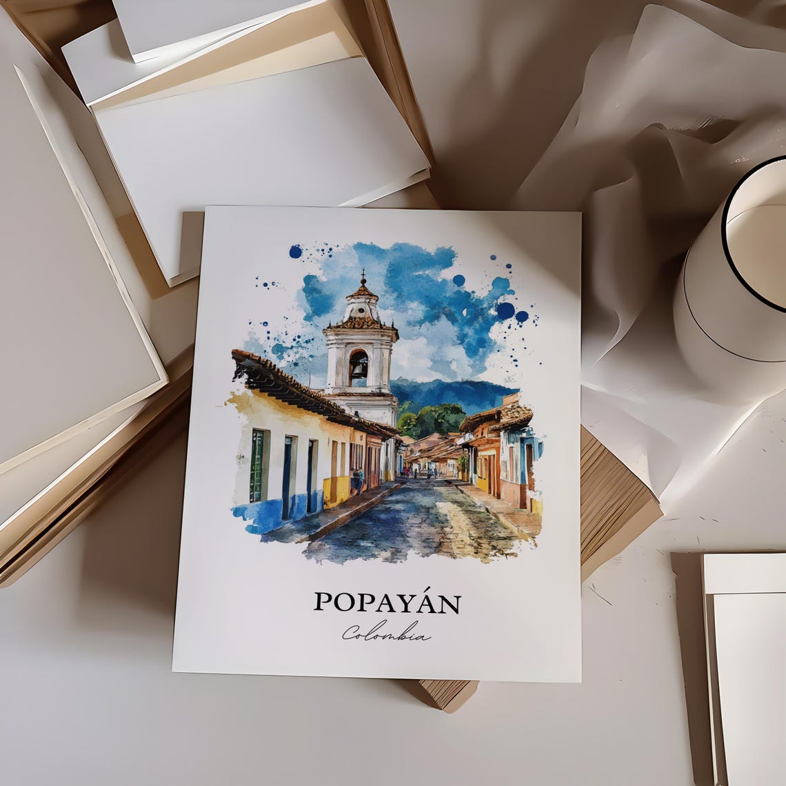 Popayn Wall Art Bogot Print Colombia Watercolor Gift Travel Poster Housewarming - Image 3