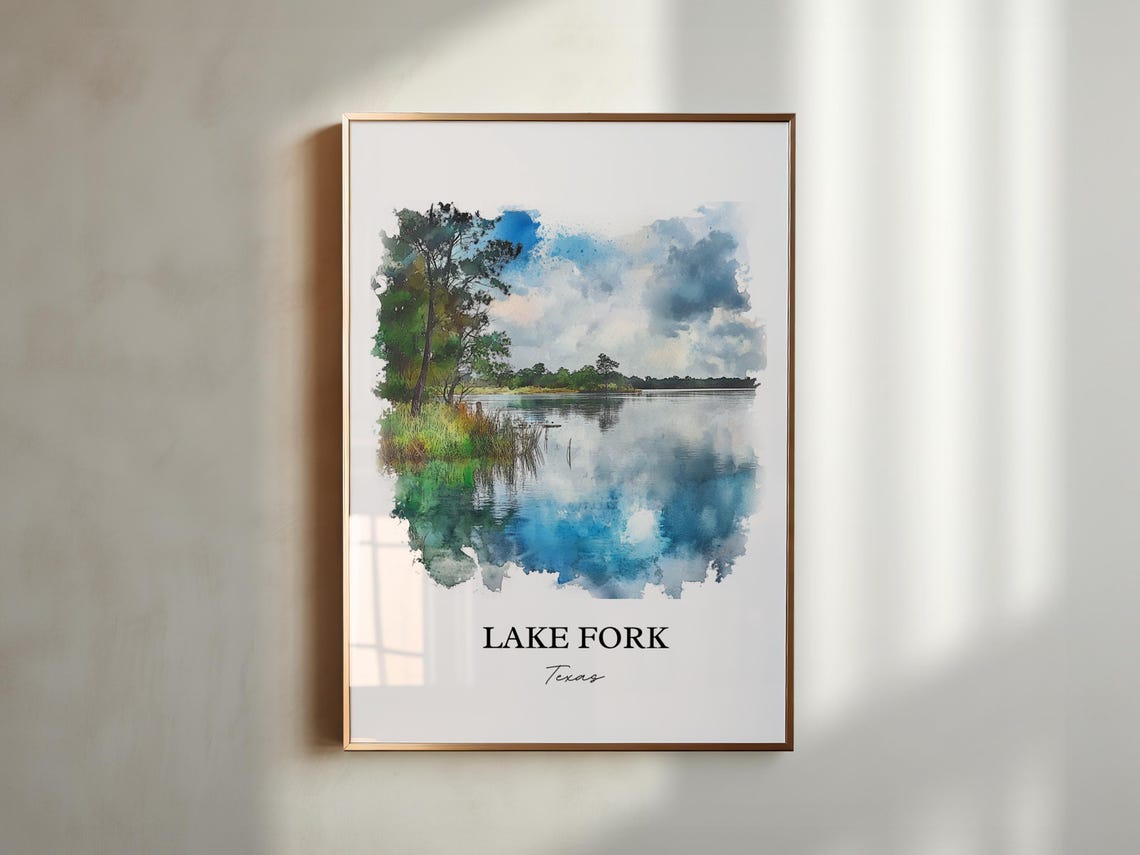 Lake Fork Texas Quiet Calm Cove Watercolor Lake Landscape Poster - Image 5