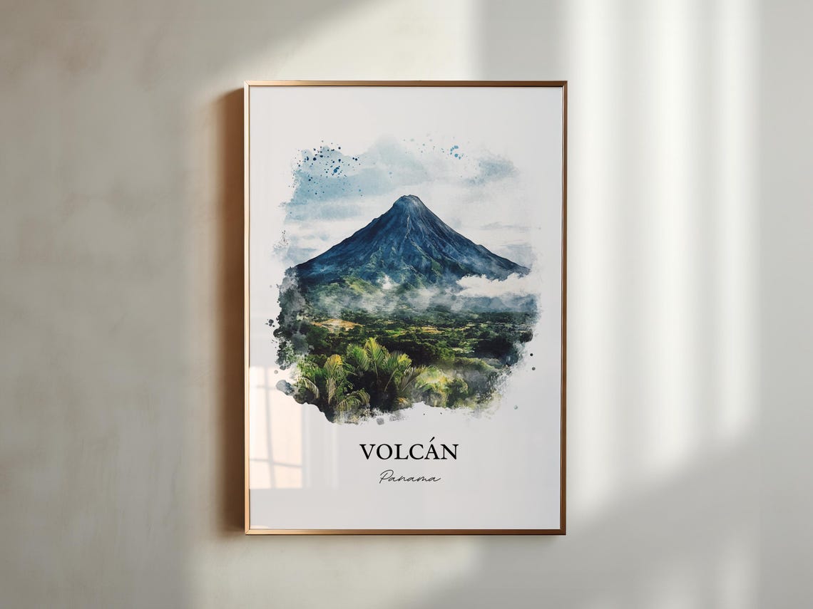 Volcn Panama Wall Art Tierras Altas Print Watercolor Gift Travel Poster Housewarming - Image 5
