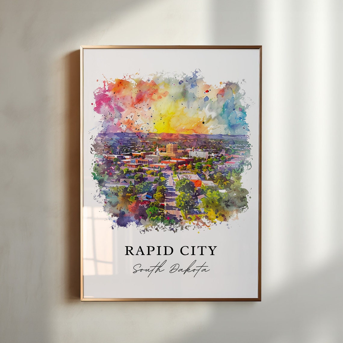 Rapid City Sd Art Rapid City Print Rapid City Watercolor Rapid City South Dakota Gift Travel Print Travel Poster Housewarming Gift