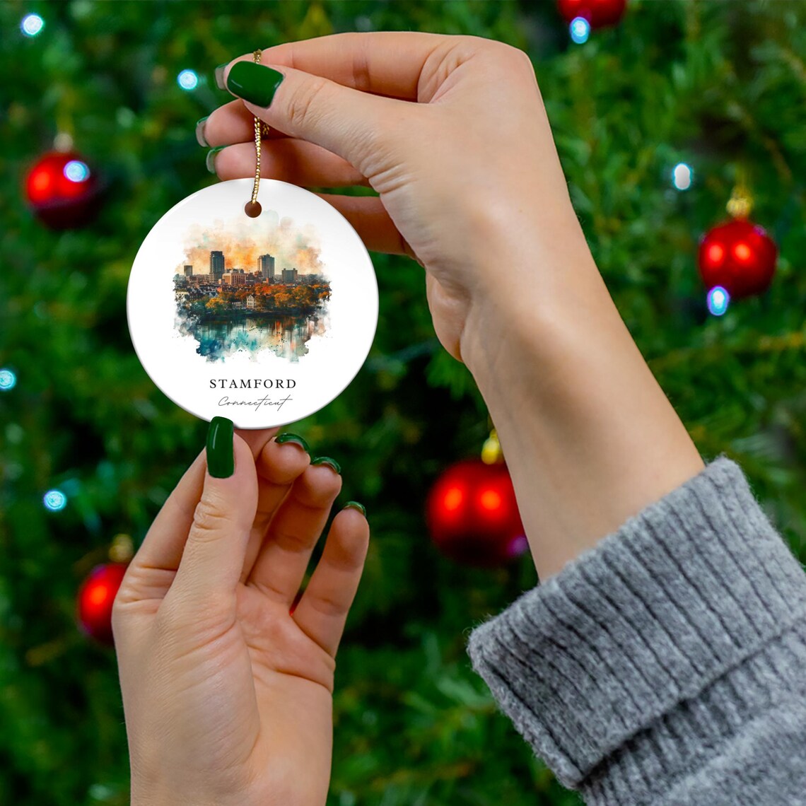 Stamford CT Ornament Art Print, Christmas Souvenir - Image 4
