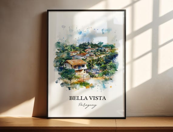 Bella Vista Paraguay Wall Art Print Watercolor Gift Travel Poster Housewarming