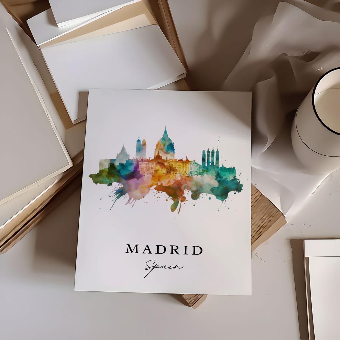 Madrid, Spain Skyline Travel Poster Art Print - Image 6