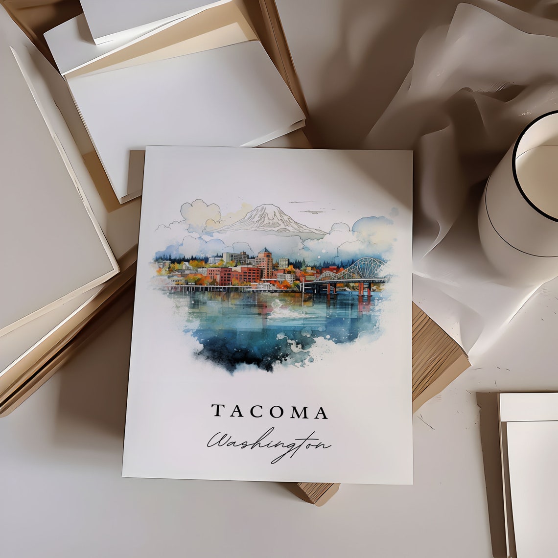 Tacoma WA Washington Poster Print, Custom Text - Image 6