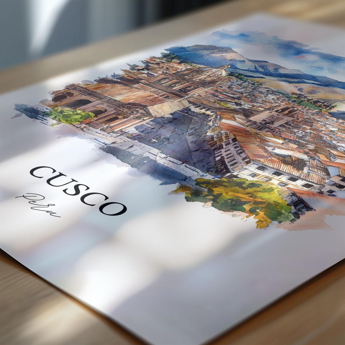 Cusco Peru Wall Art Print Watercolor Gift Travel Poster Housewarming - Image 6
