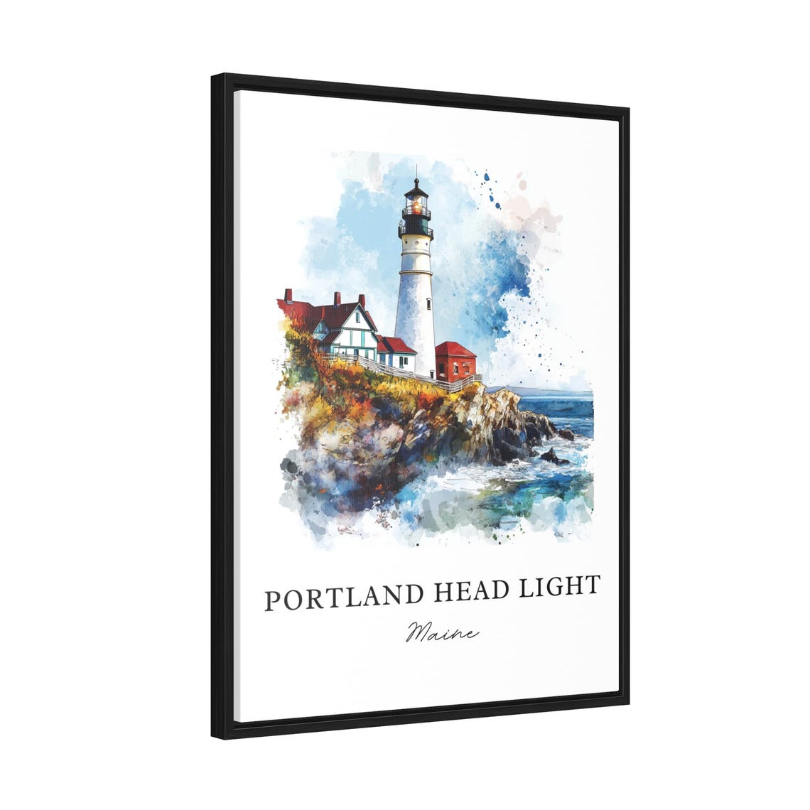 Portland Head Light Maine Lighthouse Coastal Watercolor Poster - Image 2