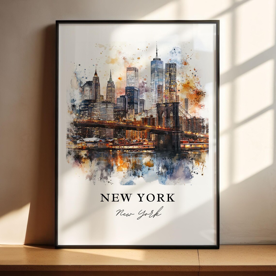 New York City Watercolor Travel Poster, Manhattan - Image 4