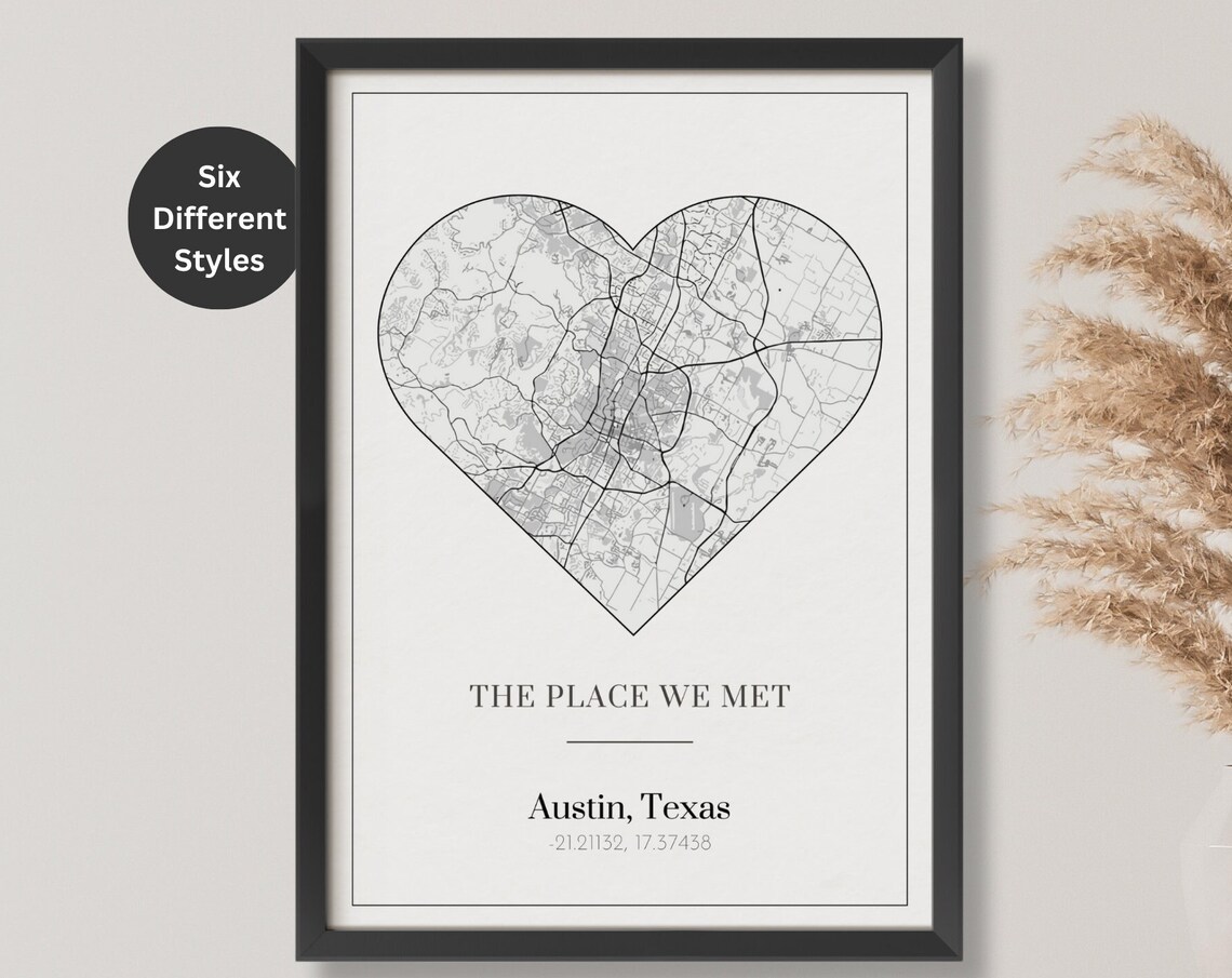 Custom Map Poster, Where We Met First Date Memory Map