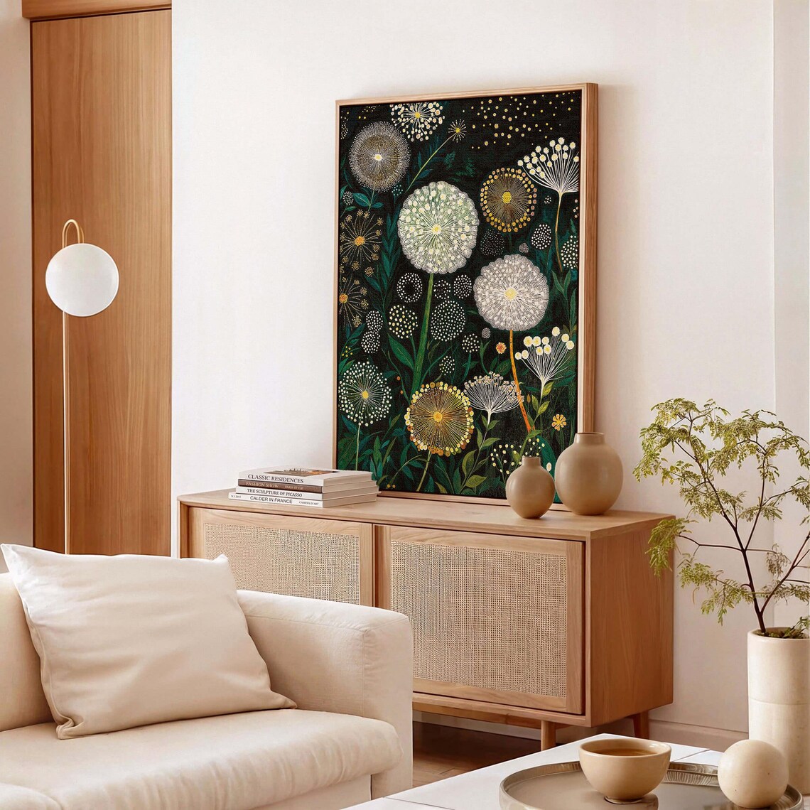 Yayoi Kusama-Inspired Dandelion Art Print, Japandi Floral - Image 3