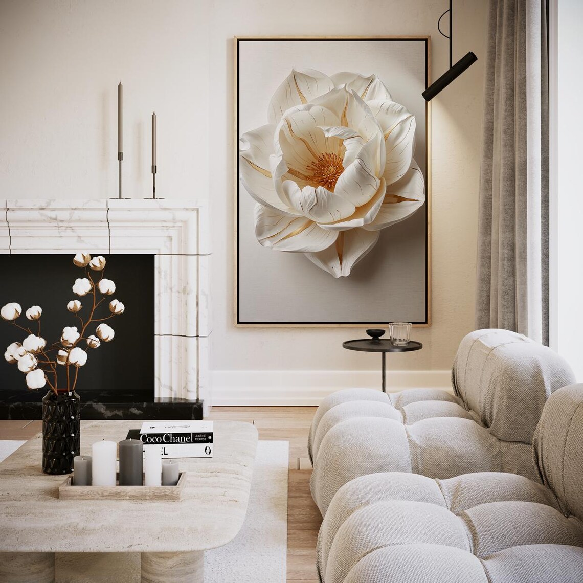 Giant White Porcelain Flower Blossom with Golden Center Poster