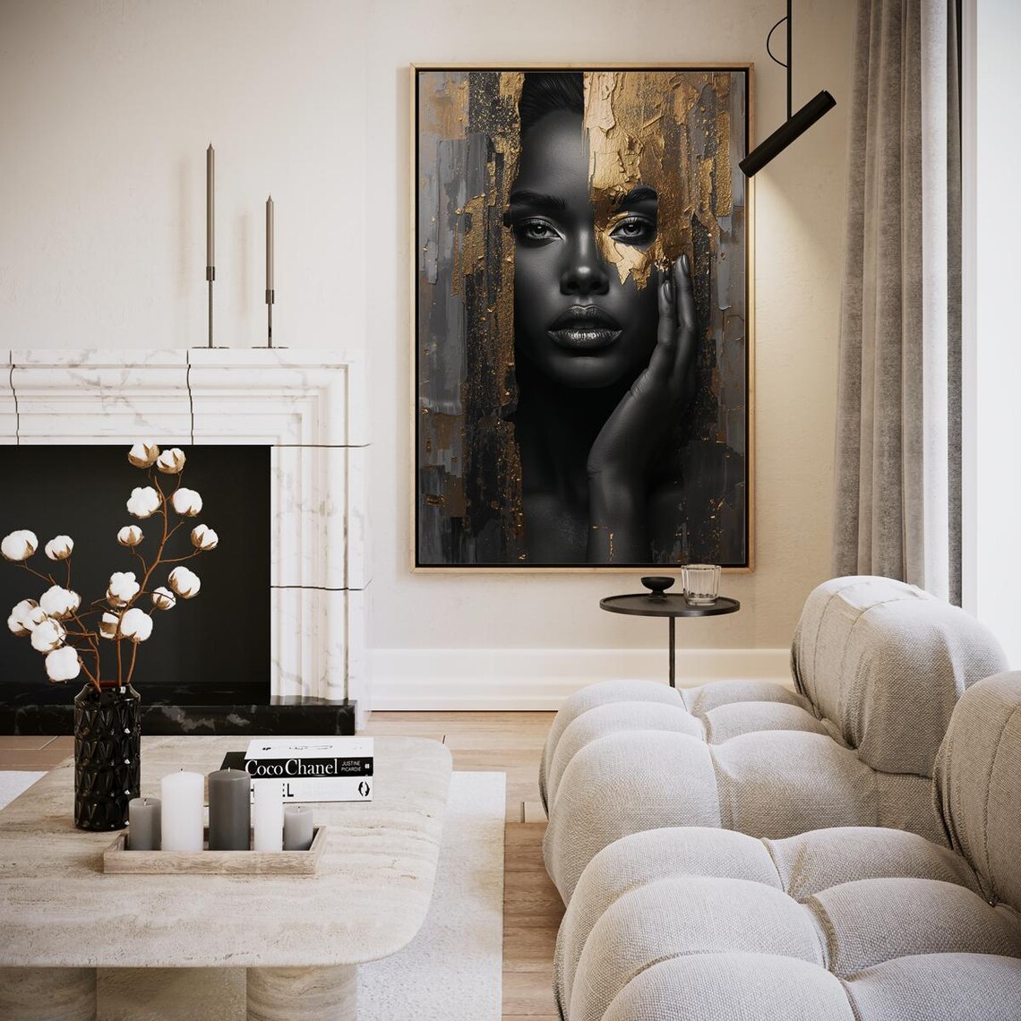 Hidden Beauty Gold And Black Glamour Woman Hat Portrait Poster