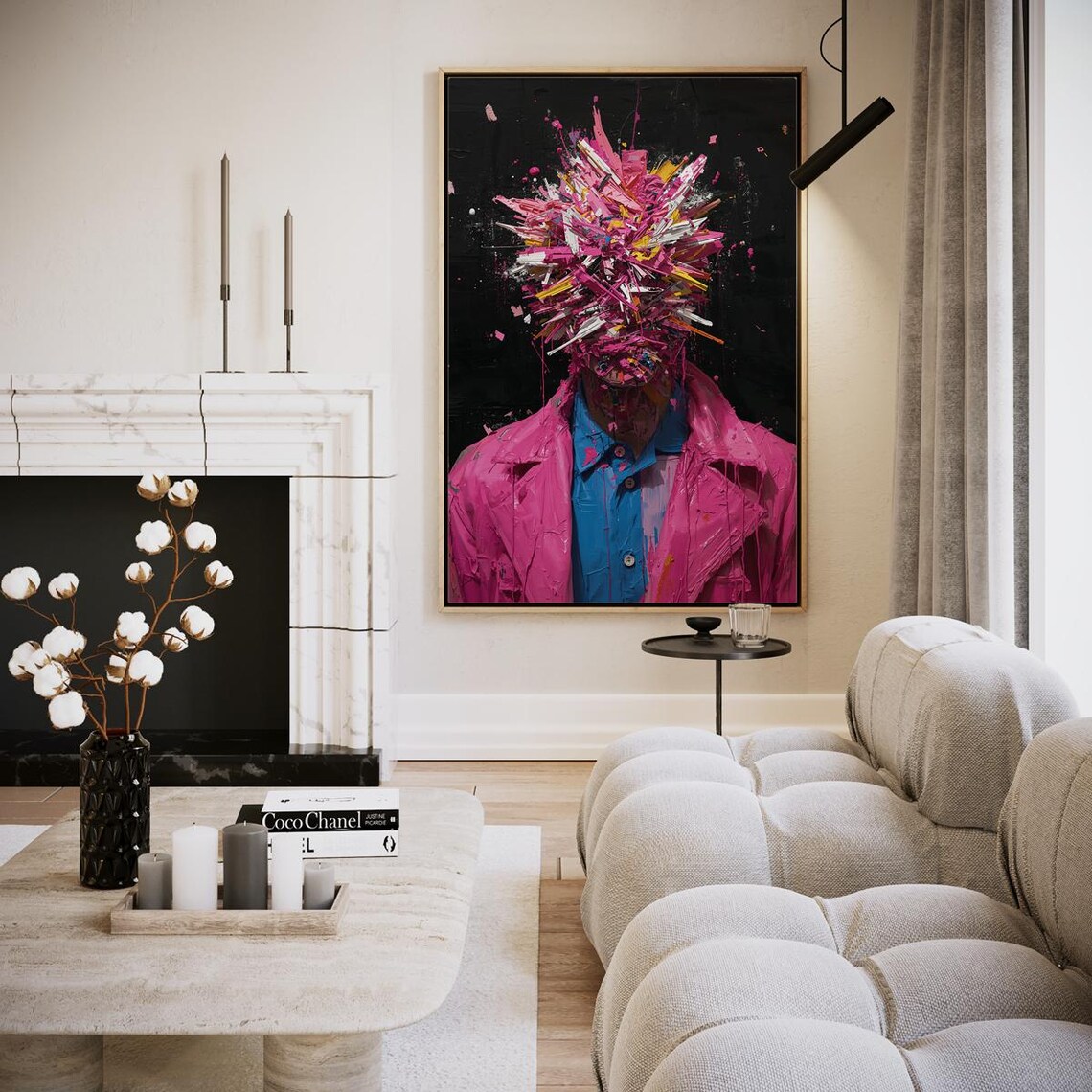 Explosion of Identity Abstract Man Pink Brushstroke Head Art Poster