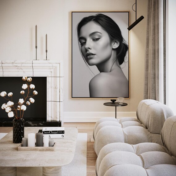 Black White Woman Portrait Fine Art Photography Elegant Wall Print