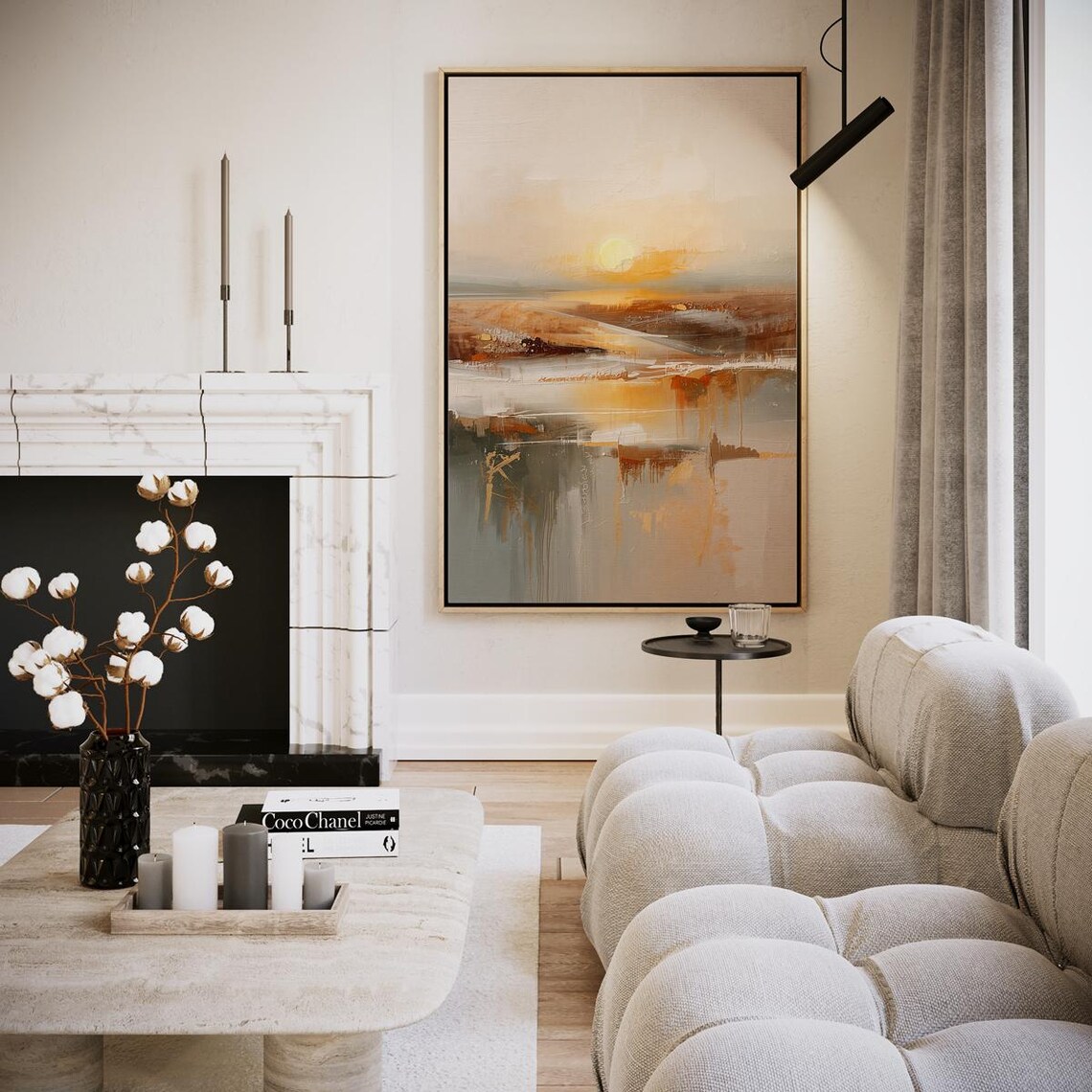 Sunset Over Abstract Landscape Artwork Wall Art