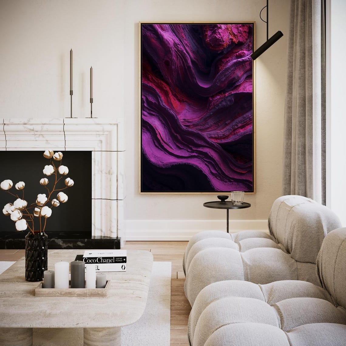 Bold Magenta Red Purple Abstract Fluid Marble Modern Art Poster