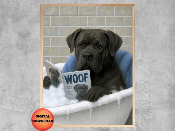 Cane Corso Toilet Art Funny Bathroom Wall Dog Paper Poster Lover Gift Humor Print